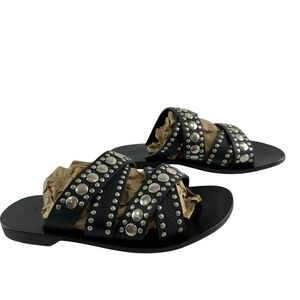 Genuine NANNI Black Leather Studded Sandals Size 36 6 US Made In Italy